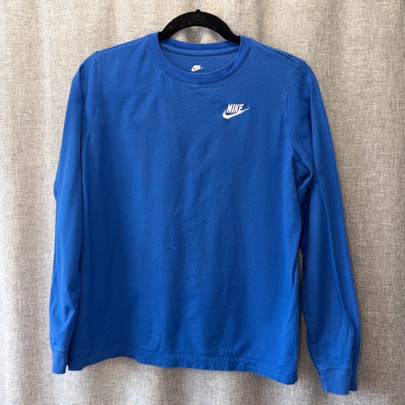 Nike Other - Nike Boys XL 14/16 Long Sleeve T Shirt Blue Crew Neck Swoosh Logo EUC